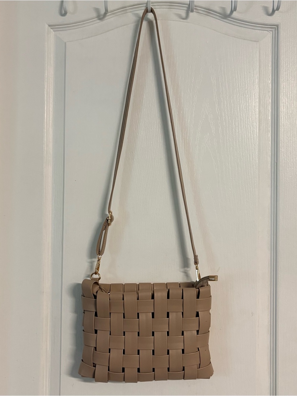 Anthropologie Taupe Woven Crossbody Bag